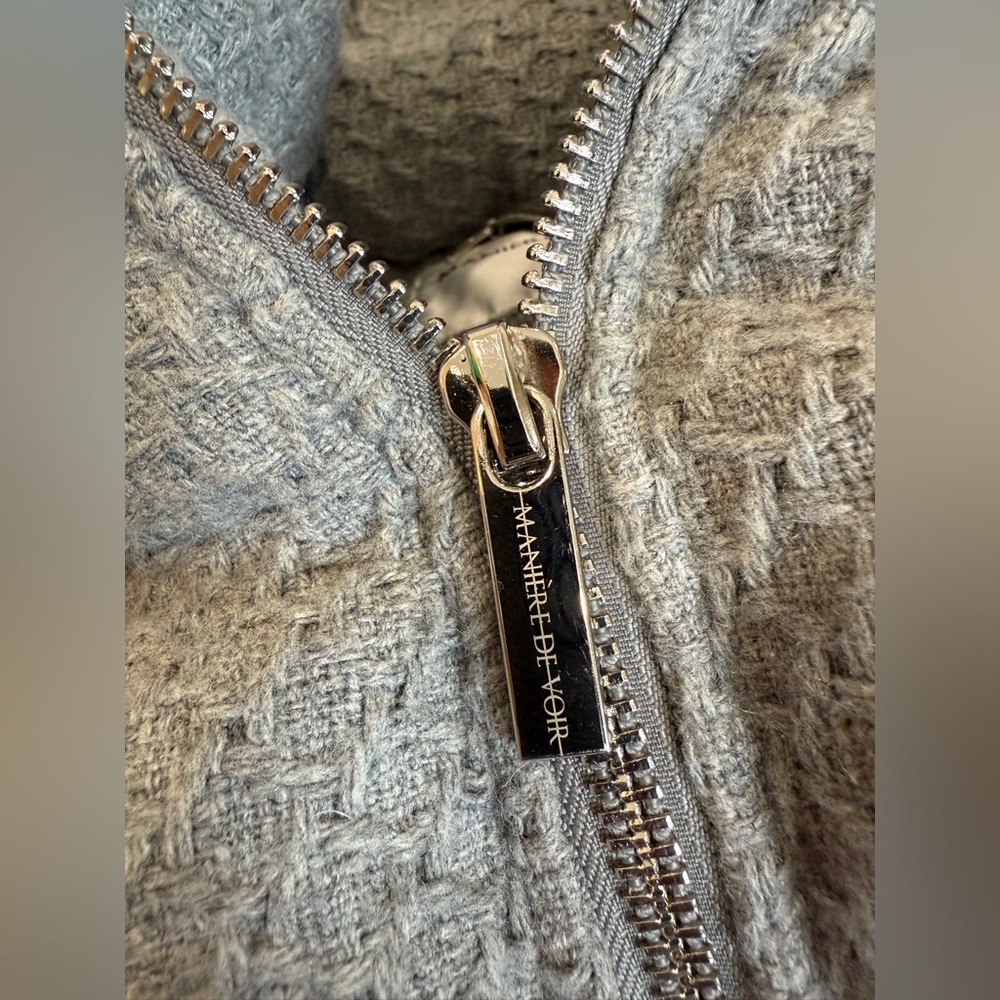 Maniere De Voir Grey Puffer Coat With Hood Size 4 - Picture 15 of 16